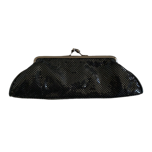 whiting & davis mesh leather bag black convertible purse chain strap clutch - Picture 1 of 11
